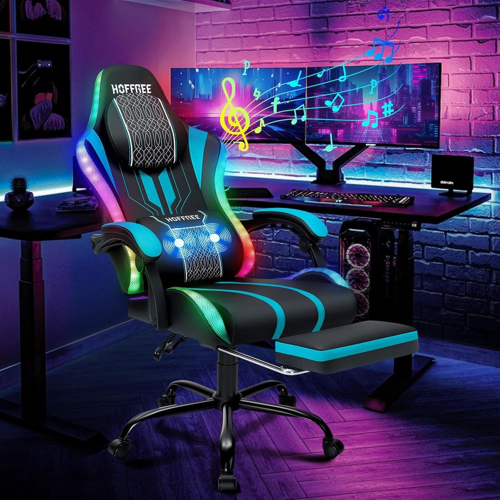 Gaming Chair with LED Lights S - Bluetooth Speaker 评论和价格