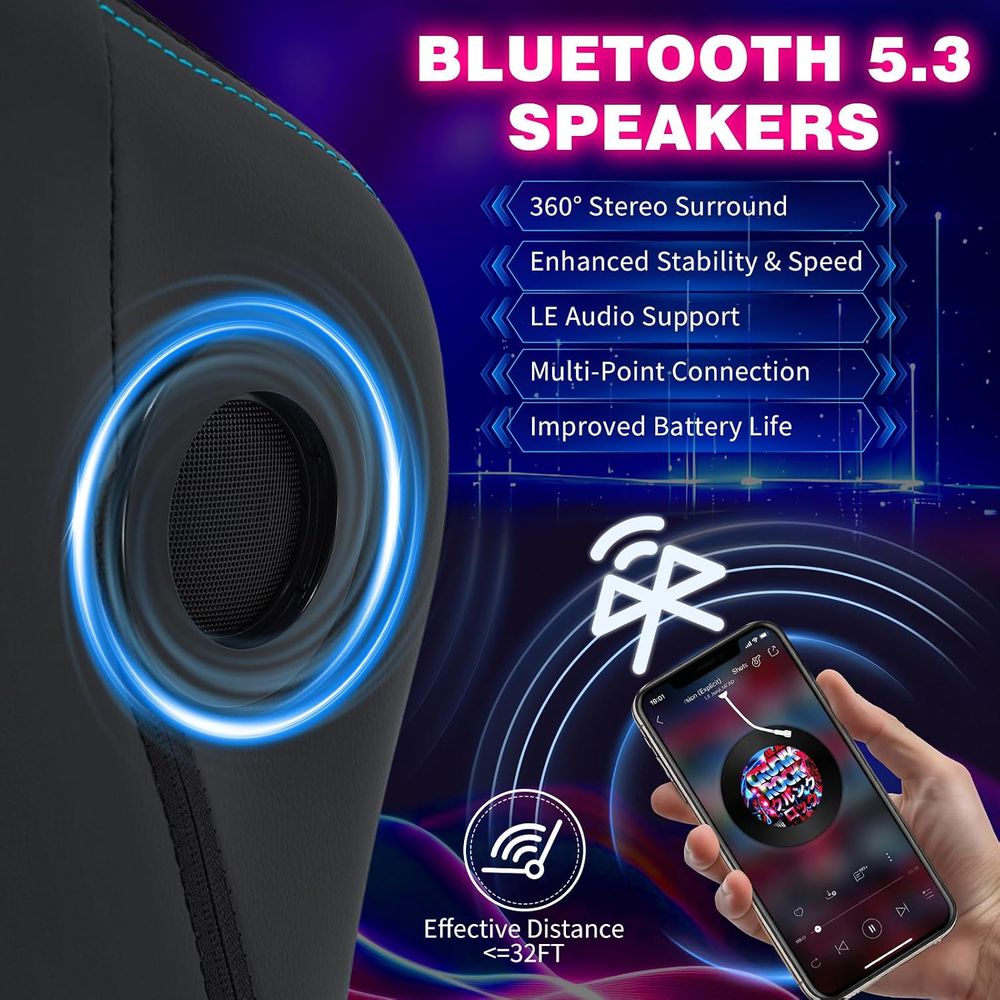 Gaming Chair with LED Lights S - Bluetooth Speaker 评论和价格