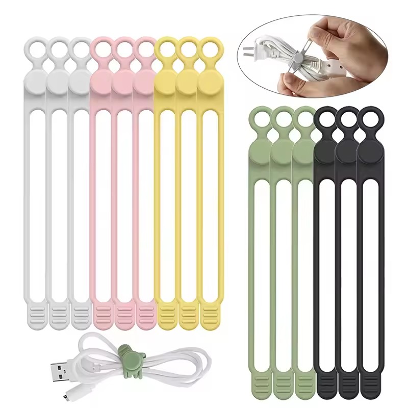 10pcs Silicone Cable Ties,Cord - Cable Organizer 评论和价格