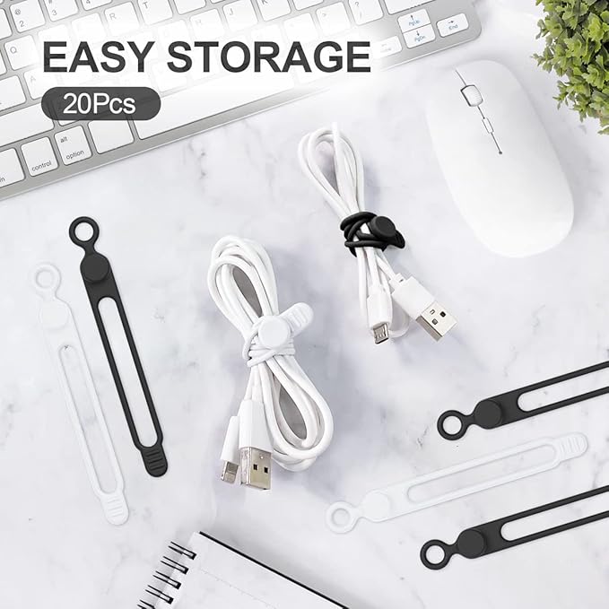 10pcs Silicone Cable Ties,Cord - Cable Organizer 评论和价格