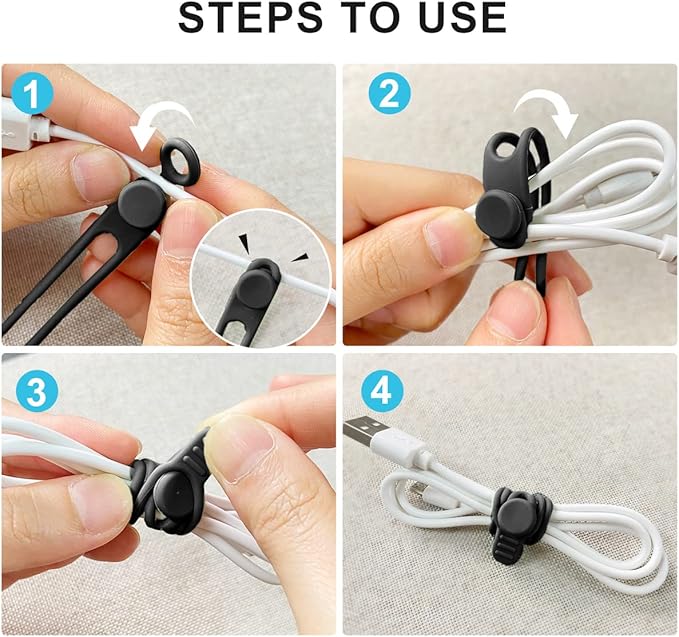 10pcs Silicone Cable Ties,Cord - Cable Organizer 评论和价格